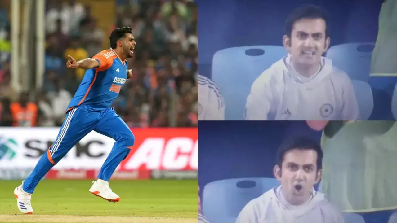 हर्षित राणा के विकेट लेने पर गौतम गंभीर खुशी से झूम उठे, हेड कोच का एनिमेटेड रिएक्शन वायरल हुआ