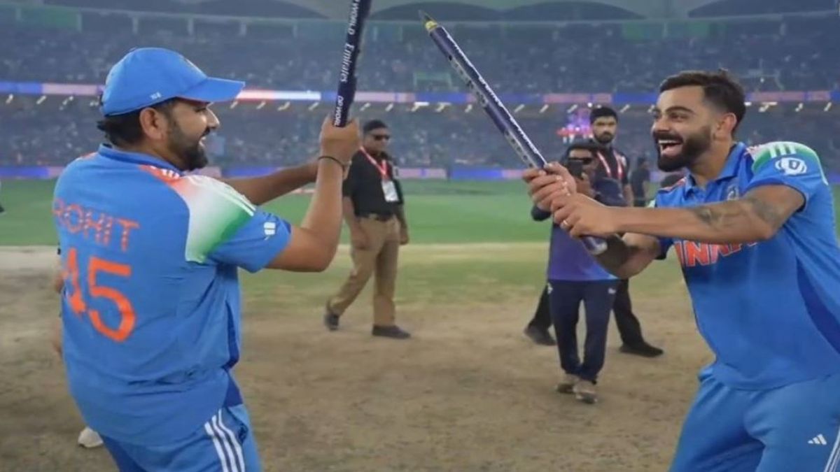 विराट कोहली और रोहित शर्मा ने चैंपियंस ट्रॉफी 2025 जीतने के बाद मैदान पर डांडिया किया