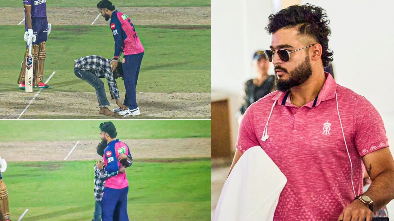 IPL 2025: फैन का सपना पूरा हुआ, फैन ने मैदान पर आकर रियान पराग के पैर छूए 