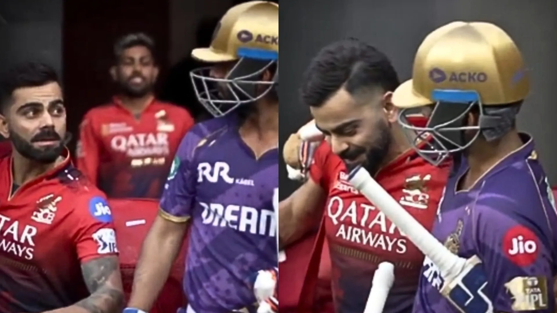 अंजिक्य रहाणे चिन्नास्वामी में विराट कोहली से मिले, KKR के कप्तान ने जादू की झप्पी दी