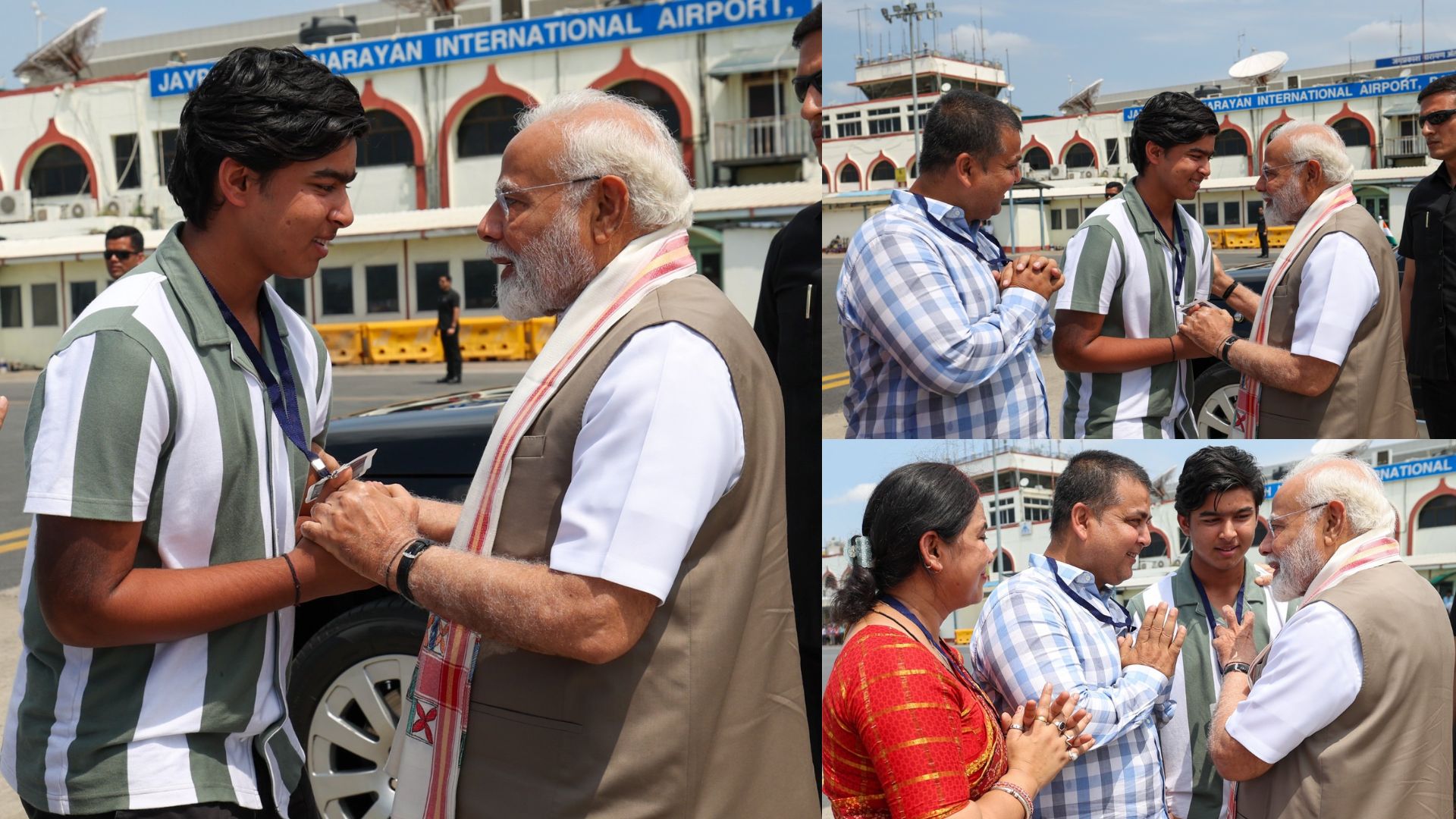 प्रधानमंत्री नरेंद्र मोदी एयरपोर्ट पर IPL स्टार वैभव सूर्यवंशी के परिवार से मिले, तस्वीरें वायरल हुई 