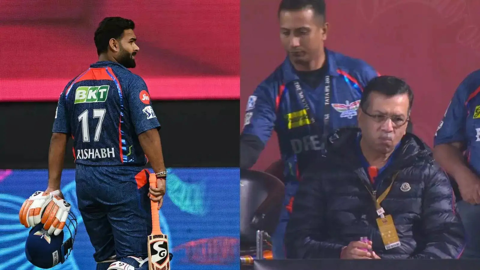 ऋषभ पंत का बल्ला हाथ से छूटा और विकेट गंवाया, संजीव गोयनका निराश हुए 