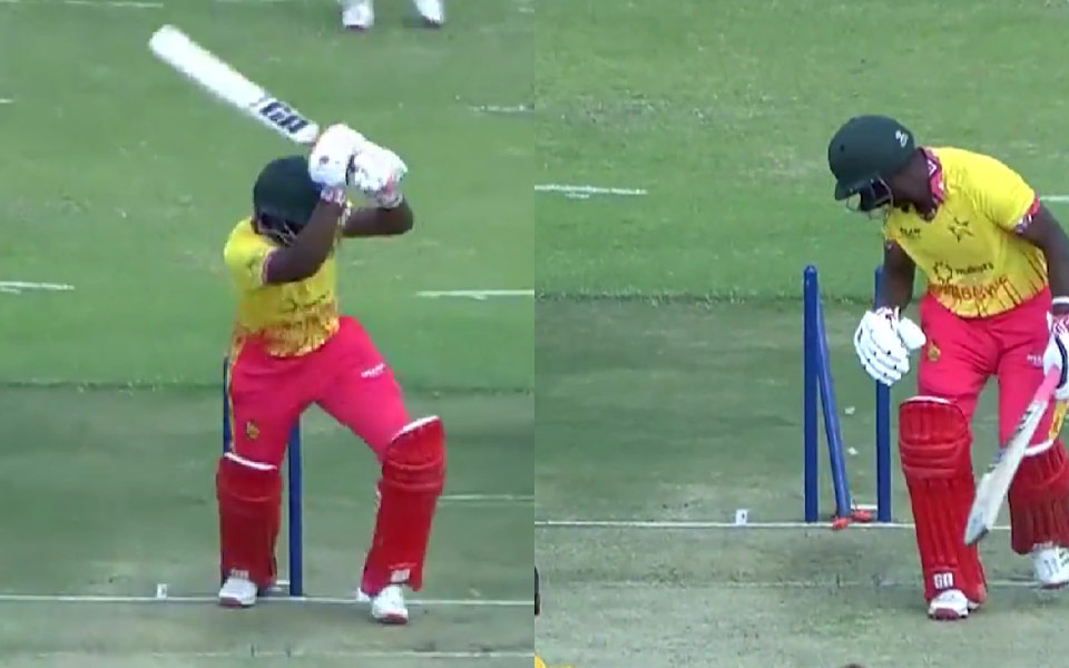 Zimbabwe Tri-Nation Series 2025: वेस्ली मधेवेरे के अजीबोगरीब हिट-विकेट आउट ने सबका ध्यान खींचा