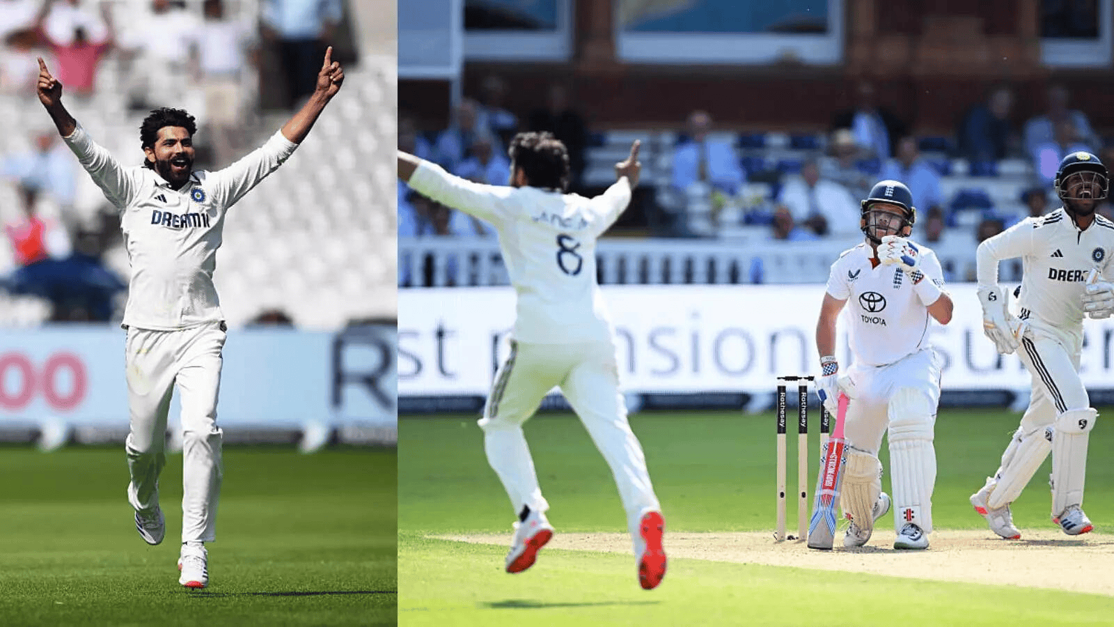 रवींद्र जडेजा ने लॉर्ड्स टेस्ट के पहले दिन तीसरे सत्र की पहली गेंद पर पोप और रूट की चिंताजनक साझेदारी तोड़ी