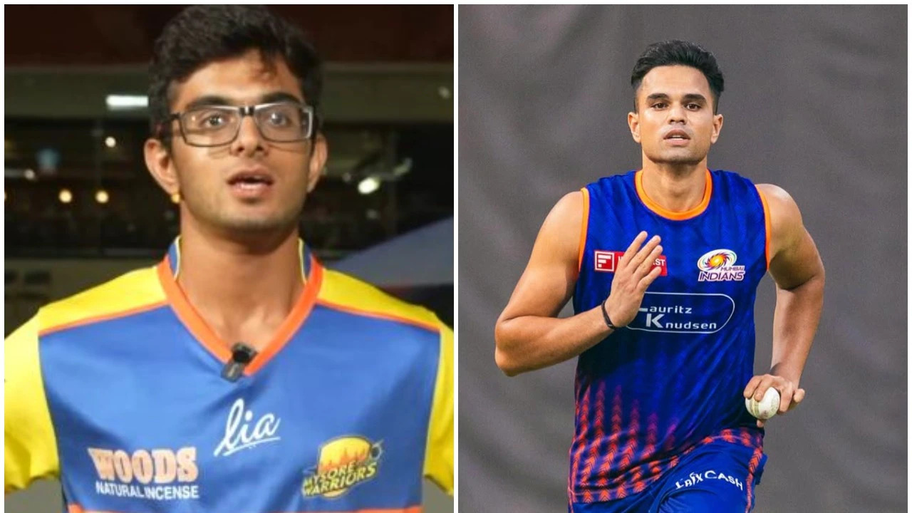 केएससीए के थिम्मियाप्पिया ट्रॉफी में अर्जुन तेंदुलकर ने समित द्रविड़ को सस्ते में आउट किया