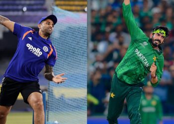 भारत-पाकिस्तान मैच से पहले सूर्यकुमार यादव ने उस्मान तारिक की बॉलिंग की नकल की